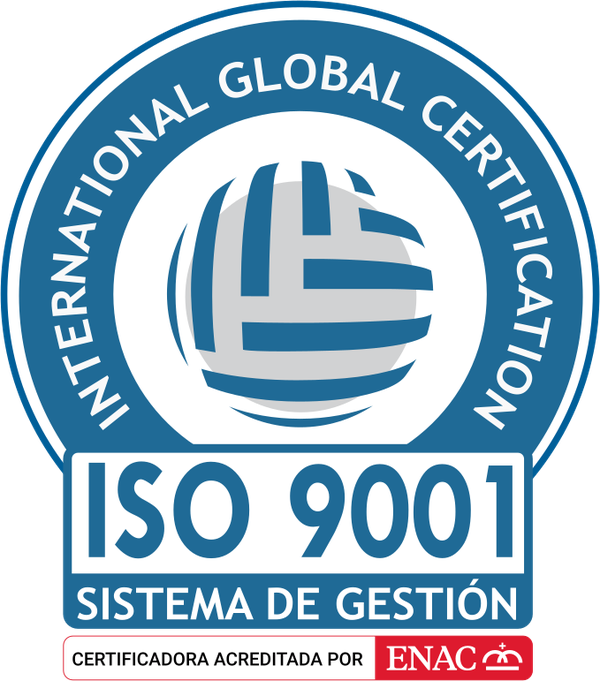 Sello ISO 9001 — Sistema de Gestión certificado por International Global Certification, acreditada por ENAC